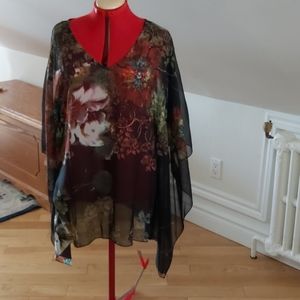 Dramatic vneck sheer tunic